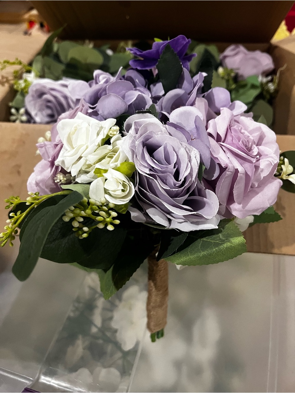 Silk Lavender Rose Bouquet - Home Accents